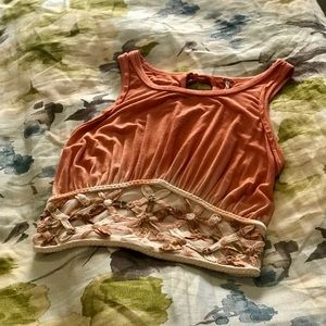 Free People Embellished Coral Crop Top